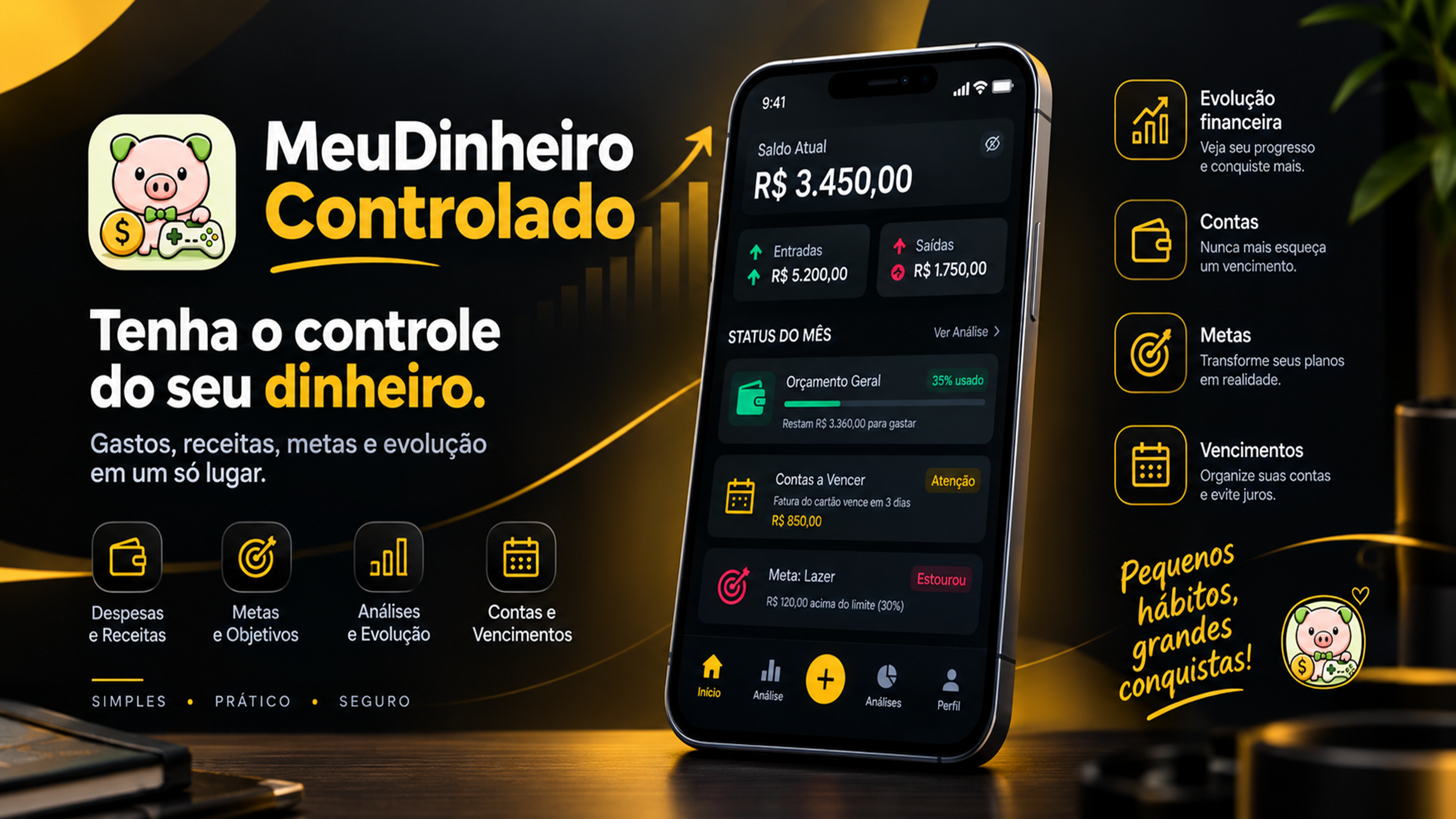 Homepage of MyMoneyUnderControl, showing salt, incomes, expenses and payment progress.